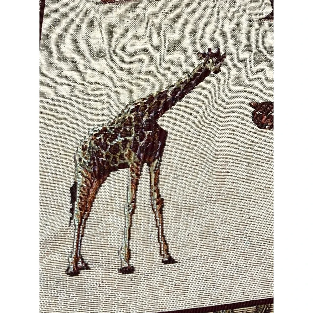 VTG  American Weavers Safari Tapestry Throw Blanket 60